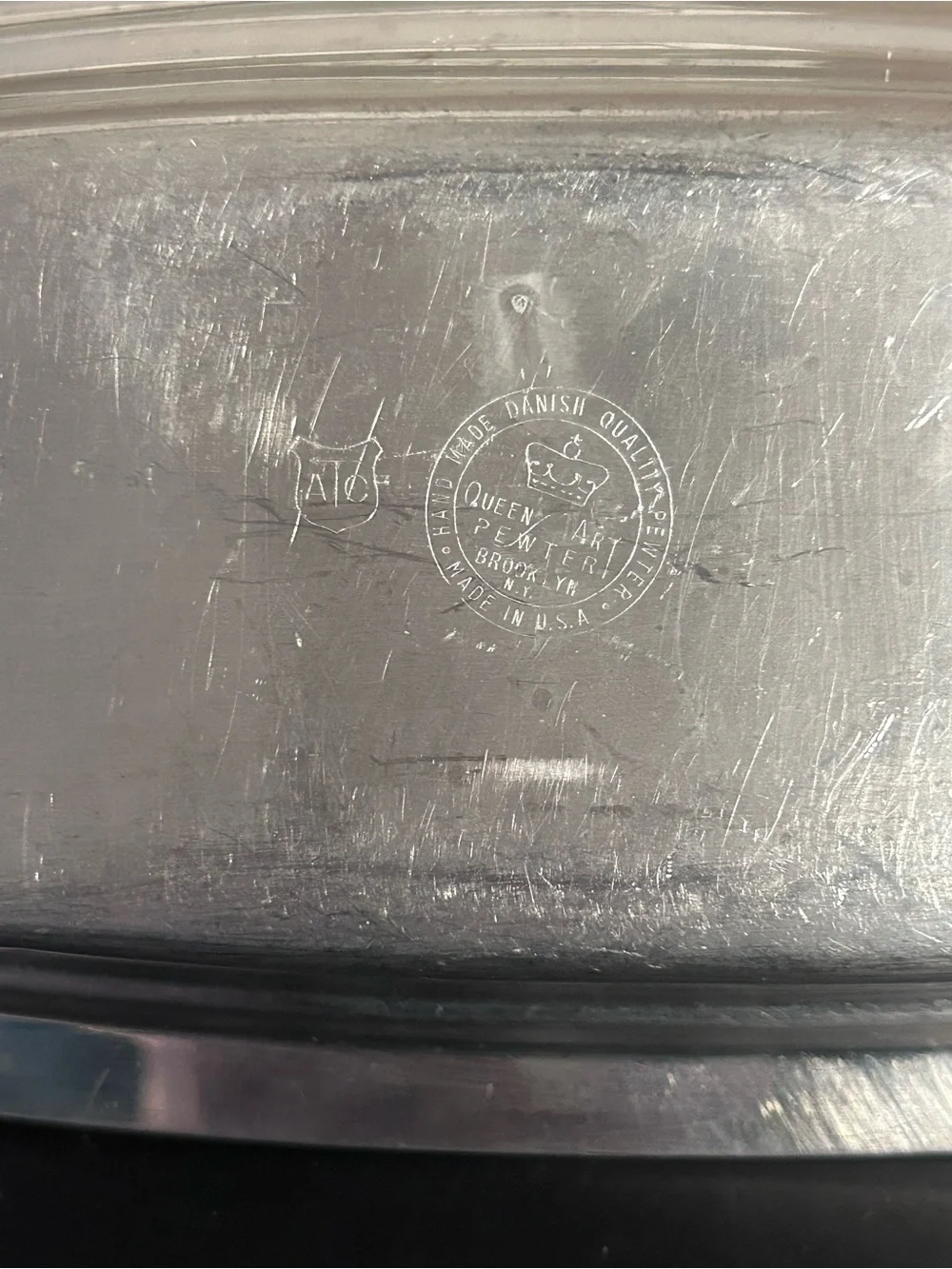 Vintage Queen Art Pewter Covered Butter Dish Handmade Danish Quality USA